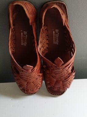 D'Santy Brown Woven Leather Huarache Sandals Mexican Handmade Flats